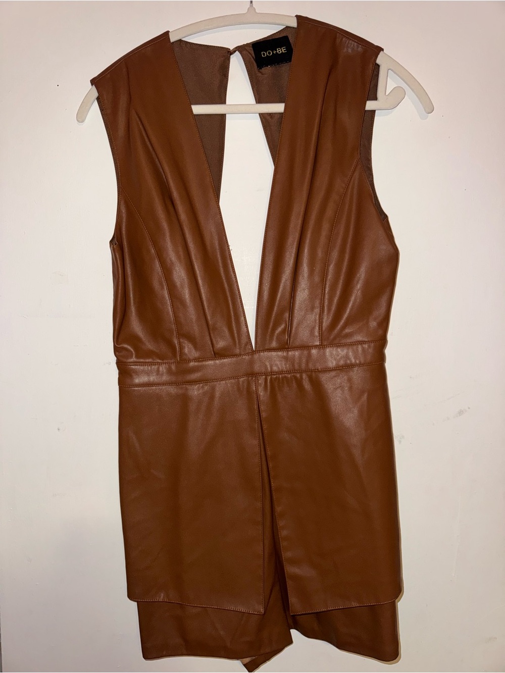 DO+BE Brown Faux Leather Sleeveless Romper